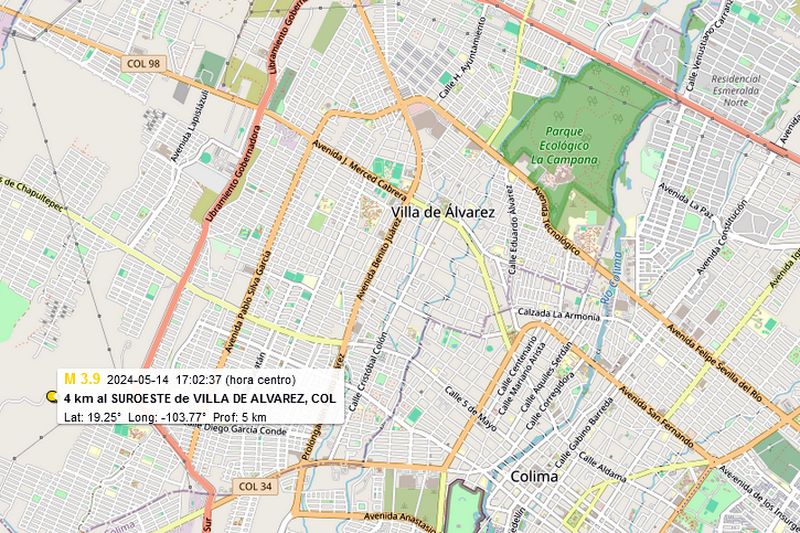 En este momento estás viendo Se registra sismo de 3.9 con epicentro en… plena ciudad de Villa de Álvarez