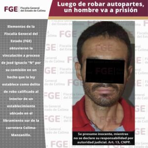 Lee más sobre el artículo Luego de robar autopartes en Colima, un hombre va a prisión