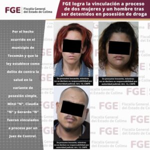 Lee más sobre el artículo Procesan a 3 detenidos con droga en Tecomán