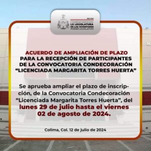 Lee más sobre el artículo Este viernes 02 de agosto, último día para inscribir litigantes merecedores a la Condecoración “Licenciada Margarita Torres Huerta”