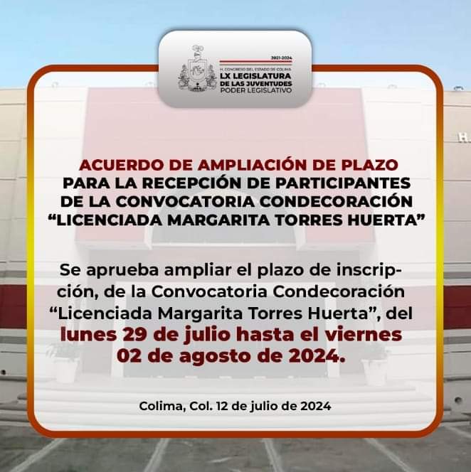 En este momento estás viendo Este viernes 02 de agosto, último día para inscribir litigantes merecedores a la Condecoración “Licenciada Margarita Torres Huerta”