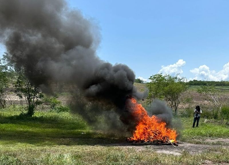 En este momento estás viendo FGR incinera narcóticos y destruye máquinas tragamonedas