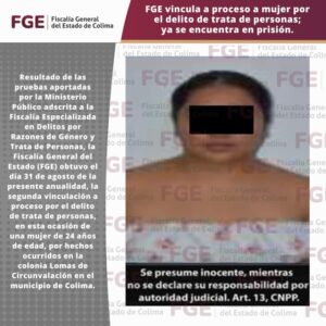 Lee más sobre el artículo FGE vincula a proceso a mujer por el delito de trata de personas; ya se encuentra en prisión