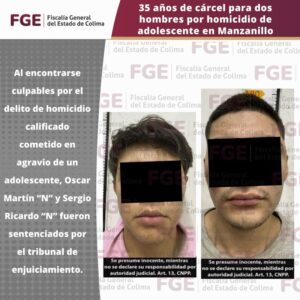 Lee más sobre el artículo 35 años de cárcel para dos hombres por homicidio de adolescente en Manzanillo