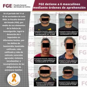 Lee más sobre el artículo Detiene FGE a 6 masculinos mediante órdenes de aprehensión