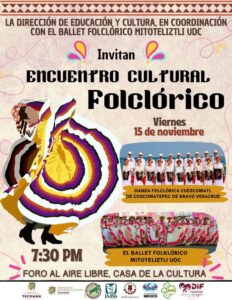 Lee más sobre el artículo Hoy viernes se presentará el Ballet Folklórico Cuezcomatl, originario de Veracruz