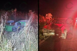 Lee más sobre el artículo Deja choque entre camioneta y tractor 3 heridos en carretera Armería – Tecomán