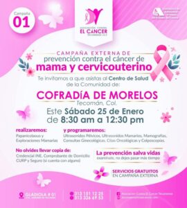 Lee más sobre el artículo Habrá campaña de detección de cáncer en Cofradía de Morelos, Tecomán