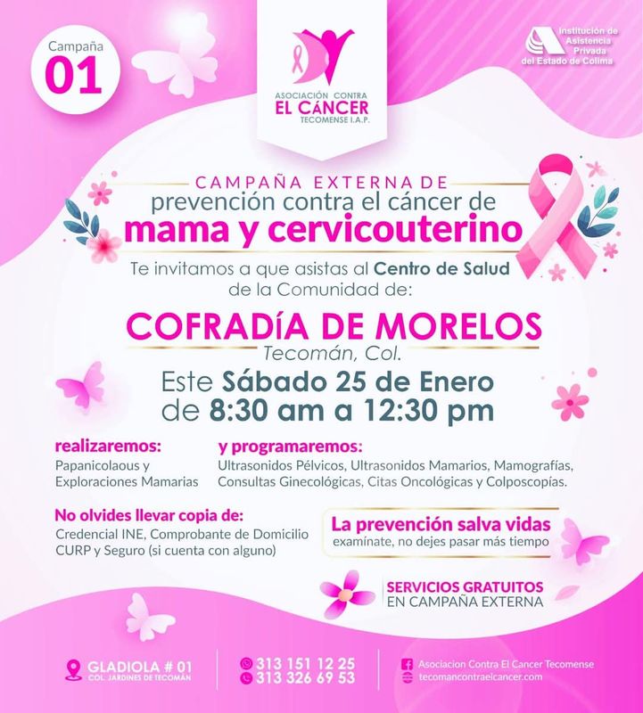 En este momento estás viendo Habrá campaña de detección de cáncer en Cofradía de Morelos, Tecomán