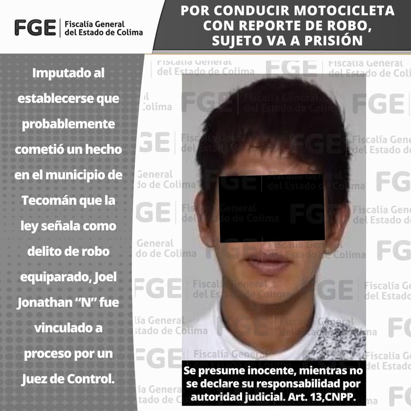 En este momento estás viendo Por conducir motocicleta con reporte de robo, sujeto va a prisión