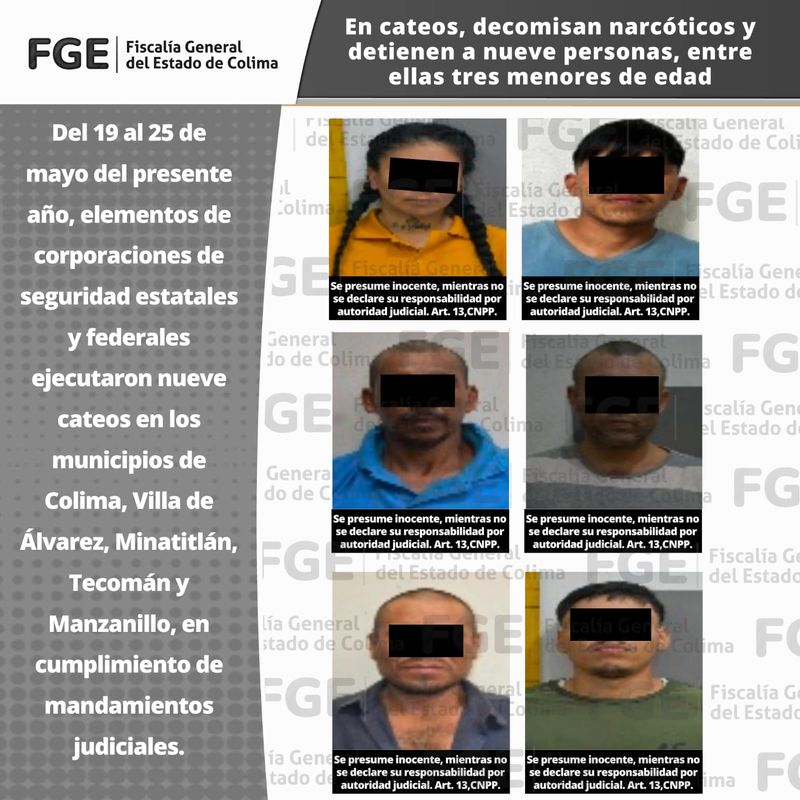 En este momento estás viendo Detienen a 9, incluidos 3 menores, en cateos y decomisos