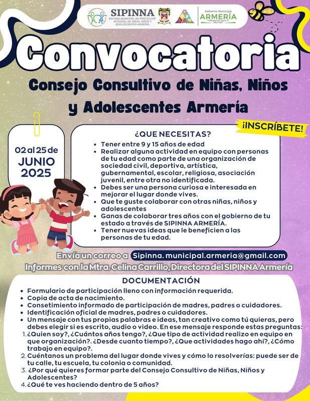En este momento estás viendo Convocan a Consejo Consultivo de Niñas, Niños y Adolescentes de Armería