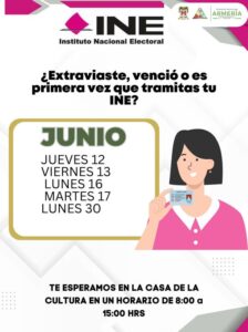 Lee más sobre el artículo Estará Módulo del INE en la Casa de la Cultura Armería