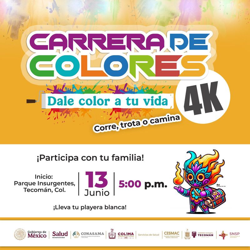 En este momento estás viendo Invitan a Carrera de Colores en Tecomán, este viernes