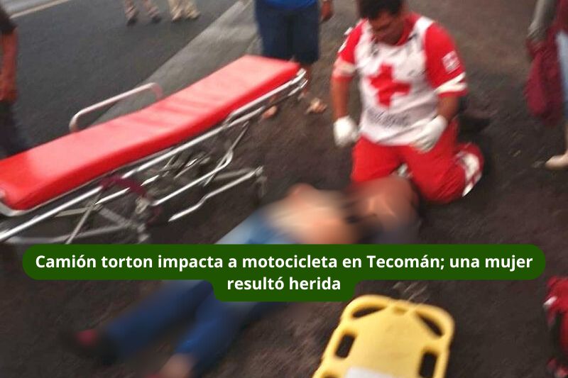 En este momento estás viendo Camión torton impacta a motocicleta en Tecomán; una mujer resultó herida