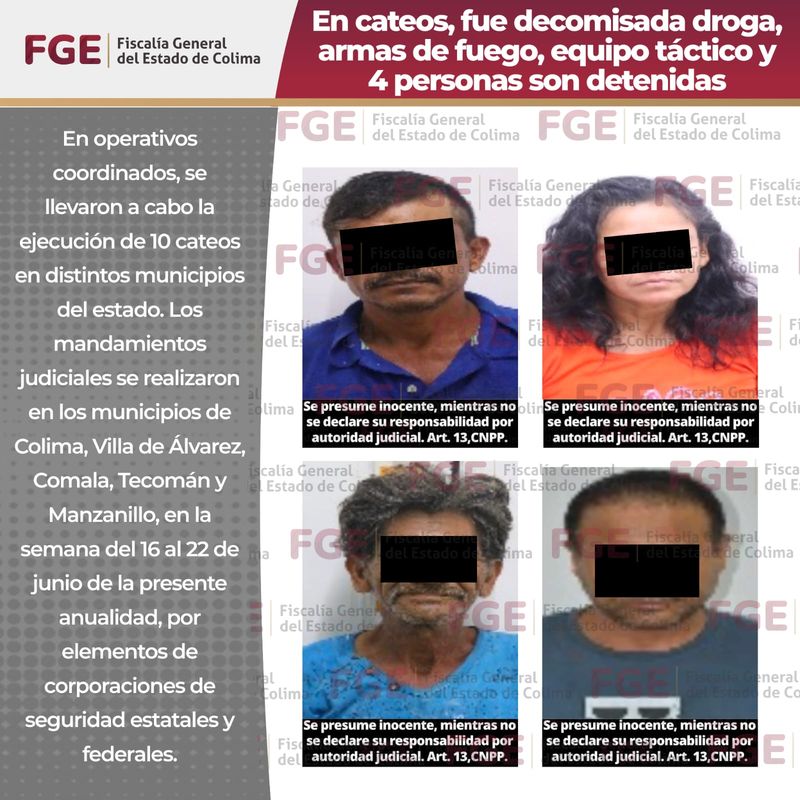 En este momento estás viendo En cateos, fue decomisada droga, armas de fuego, equipo táctico y 4 personas son detenidas