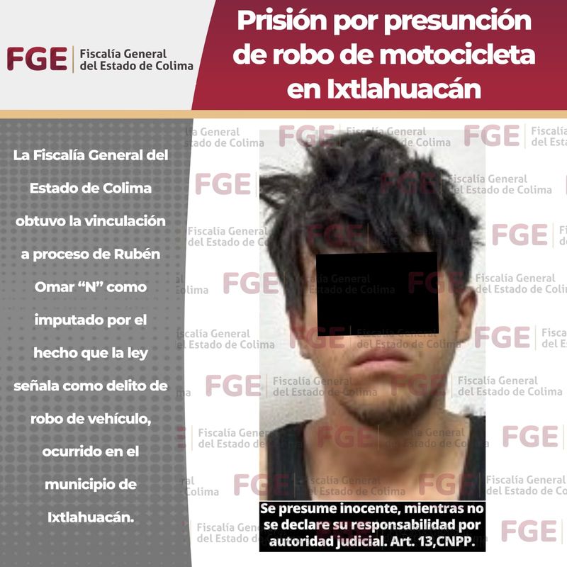 En este momento estás viendo Prisión por presunción de robo de motocicleta en Ixtlahuacán