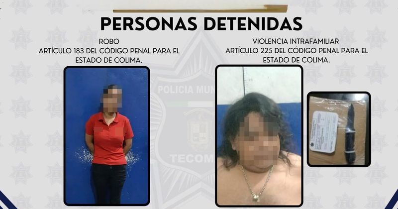 En este momento estás viendo Tecomán: Dos personas detenidas en la colonia Centro por robo y violencia intrafamiliar