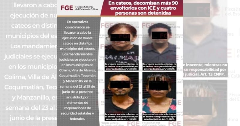 En este momento estás viendo En cateos, decomisan más de 90 envoltorios con sustancias ilícitas y cuatro personas son detenidas