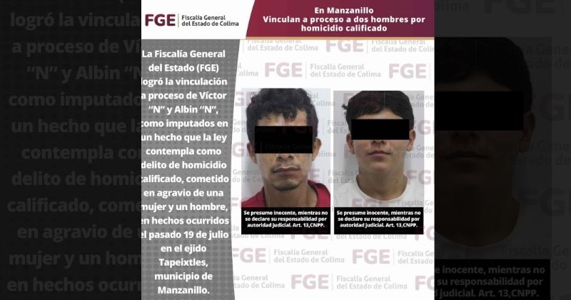 En este momento estás viendo Vinculan a proceso a dos hombres por homicidio calificado en Manzanillo