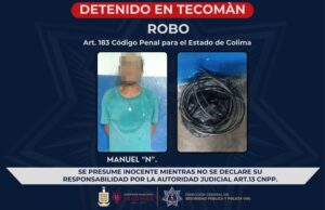 Lee más sobre el artículo Detienen en flagrancia a presunto responsable de robo de cable en Tecomán