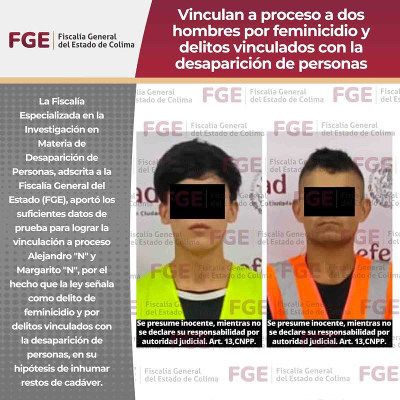 En este momento estás viendo Vinculan a proceso a dos hombres por feminicidio y delitos vinculados con la desaparición de personas