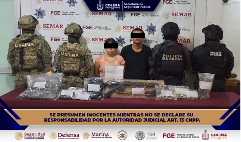 En este momento estás viendo Mujer y hombre son detenidos con droga y arma de fuego en operativo conjunto en Colima: SSP