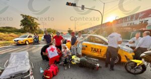 Lee más sobre el artículo Motociclista resulta lesionado tras chocar contra taxi en Tecomán