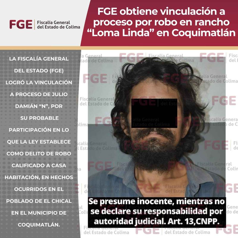 En este momento estás viendo FGE obtiene vinculación a proceso por robo en rancho “Loma Linda” en Coquimatlán