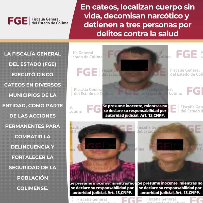 En este momento estás viendo Localizan cuerpo sin vida, decomisan narcótico y detienen a tres personas por delitos contra la salud