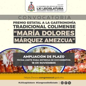 Lee más sobre el artículo Amplían al 18 de noviembre la Convocatoria a la Gastronomía Tradicional Colimense