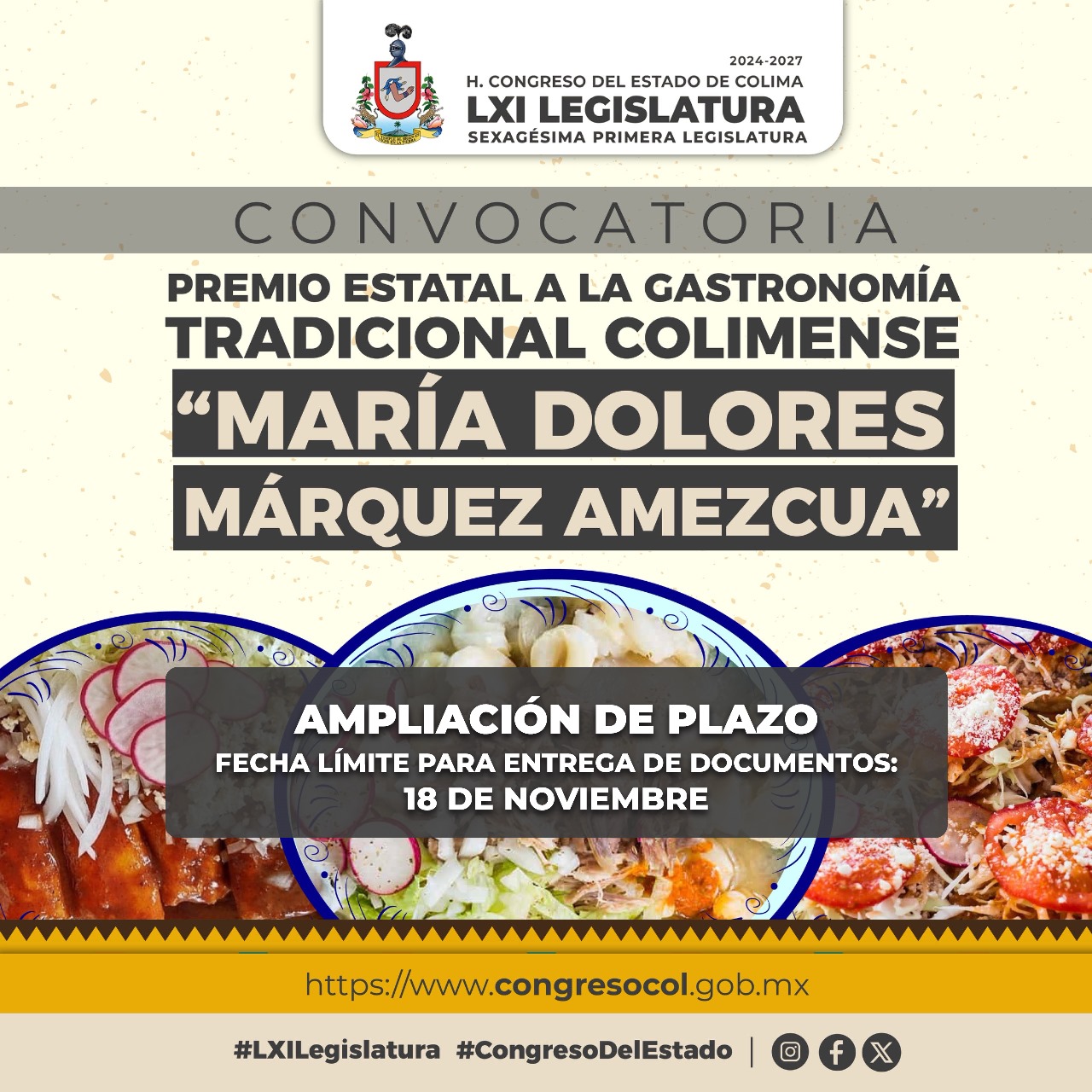 En este momento estás viendo Amplían al 18 de noviembre la Convocatoria a la Gastronomía Tradicional Colimense