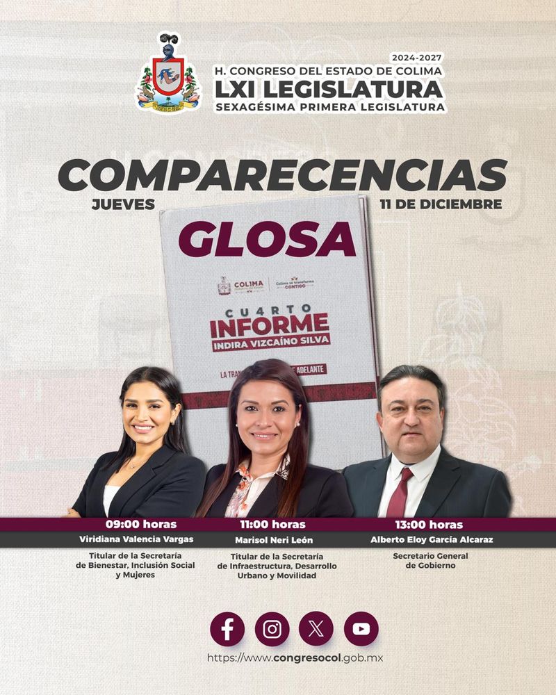 En este momento estás viendo Este miércoles inicia la Glosa del 4° Informe de Gobierno en el Congreso del Estado