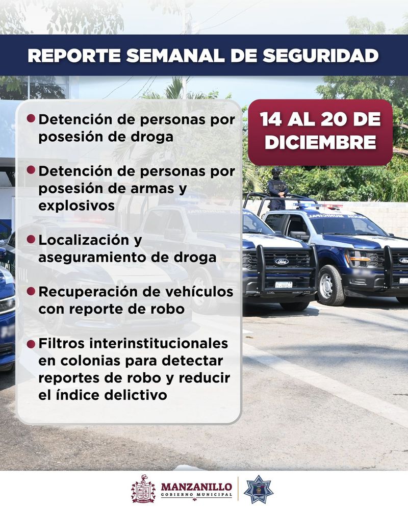 En este momento estás viendo Acciones de Seguridad Pública de Manzanillo durante la última semana