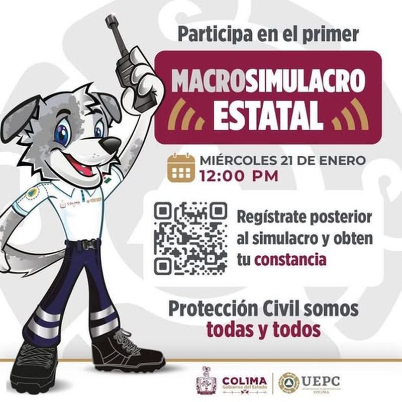 En este momento estás viendo Todo listo para el Primer Macrosimulacro Estatal 2026 este miércoles: UEPC Colima