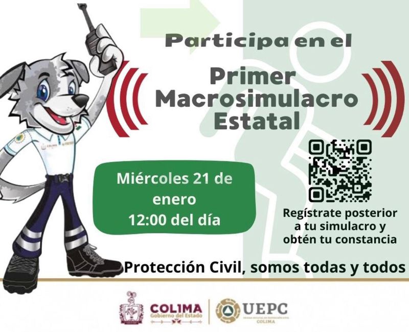 En este momento estás viendo Gobierno de Colima invita a participar en Primer Macrosimulacro Estatal de Protección Civil 2026