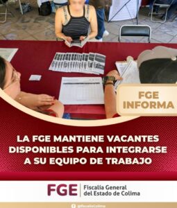 Lee más sobre el artículo La FGE mantiene vacantes disponibles para integrarse a su equipo de trabajo