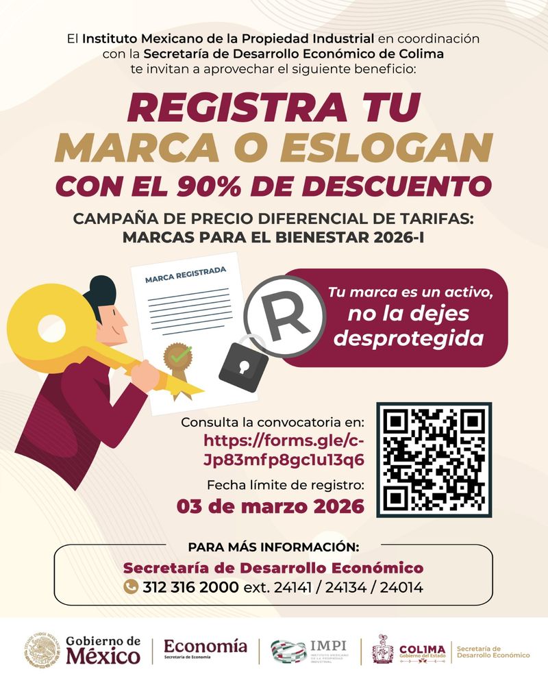 En este momento estás viendo Gobierno del Estado impulsa registro de marcas con 90% de descuento, para fortalecer a las empresas colimenses