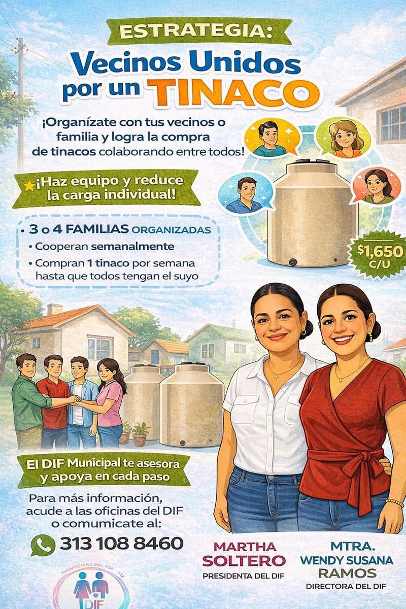 En este momento estás viendo DIF Armería impulsa estrategia comunitaria para adquirir tinacos a bajo costo