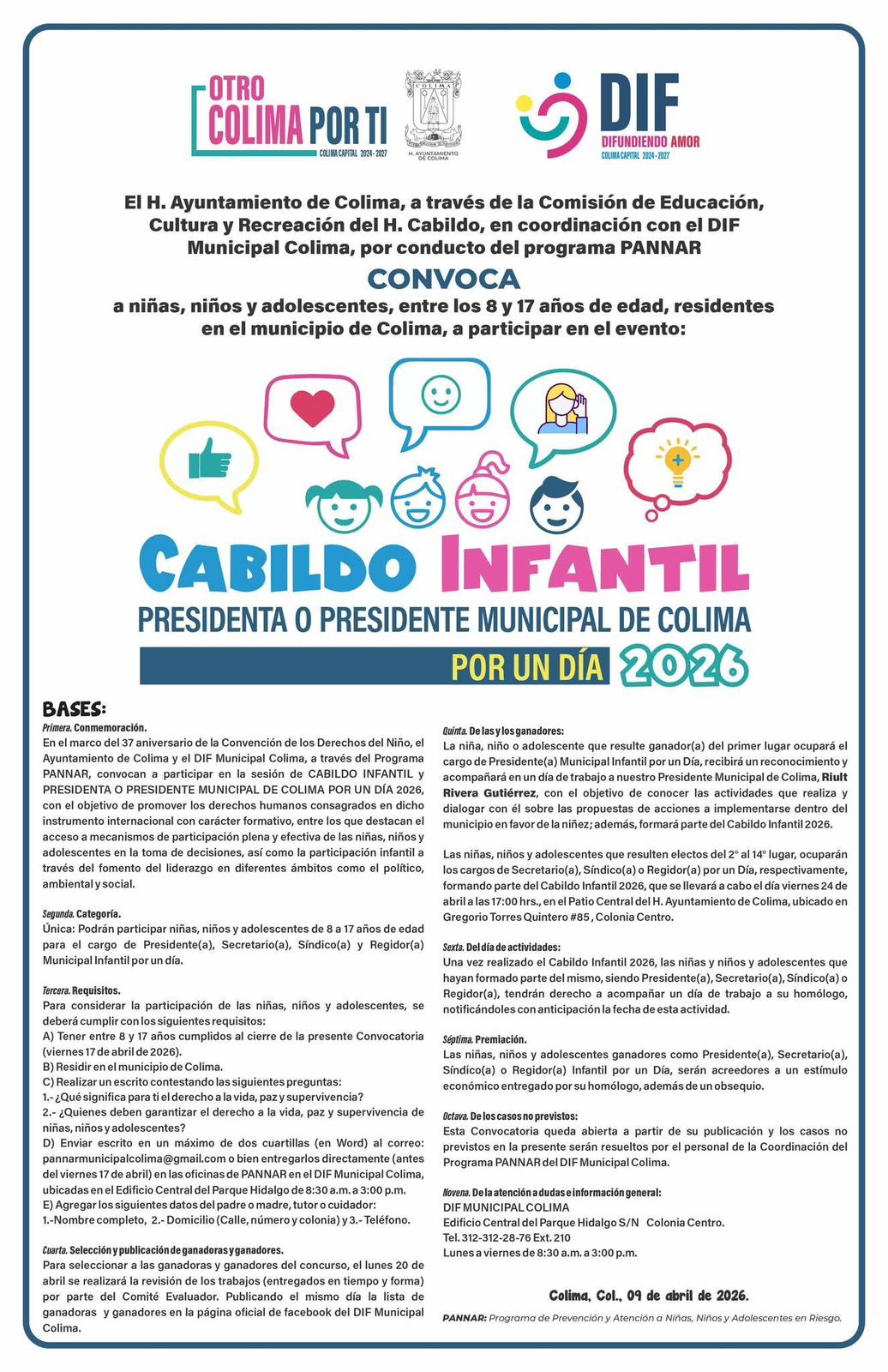 En este momento estás viendo Municipio de Colima abre convocatoria para integrar el Cabildo Infantil 2026 y promover la participación de la niñez