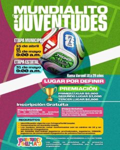 Lee más sobre el artículo Convoca Ayuntamiento de Armería al Torneo “Mundialito Juventudes” de Fútbol 7