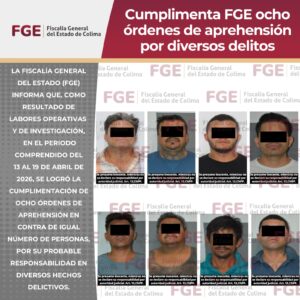 Lee más sobre el artículo Cumplimenta FGE ocho órdenes de aprehensión por diversos delitos