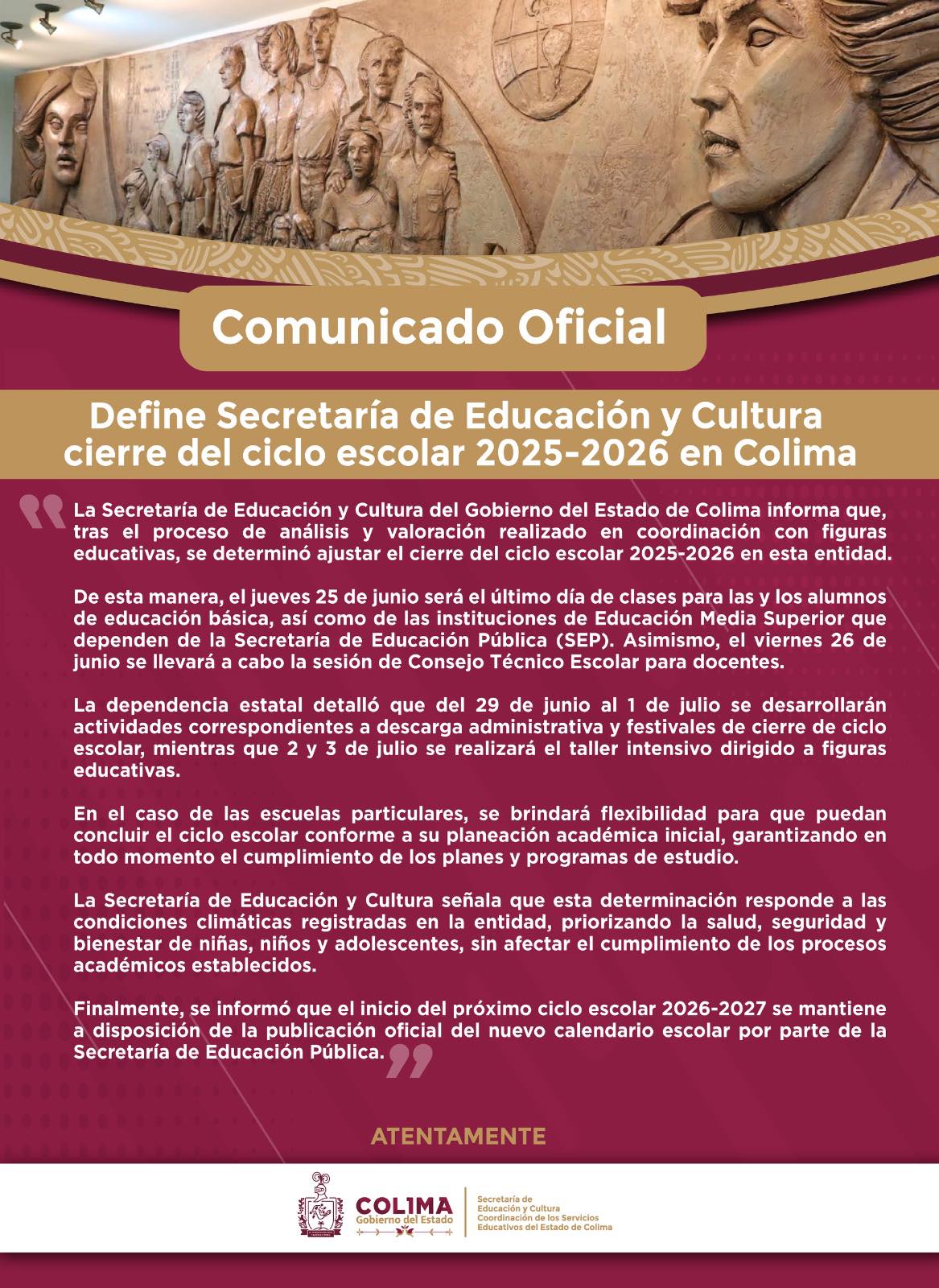 En este momento estás viendo Define Secretaría de Educación y Cultura cierre del ciclo escolar 2025-2026 en Colima