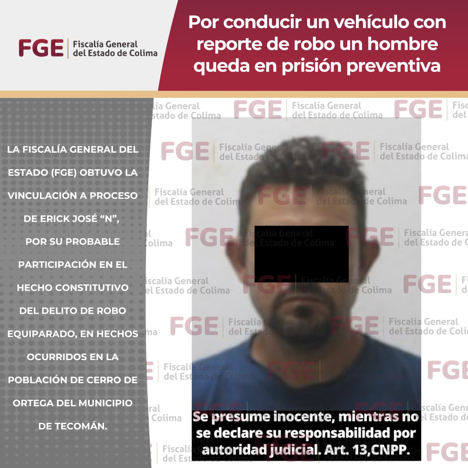 En este momento estás viendo Por conducir un vehículo con reporte de robo un hombre queda en prisión preventiva