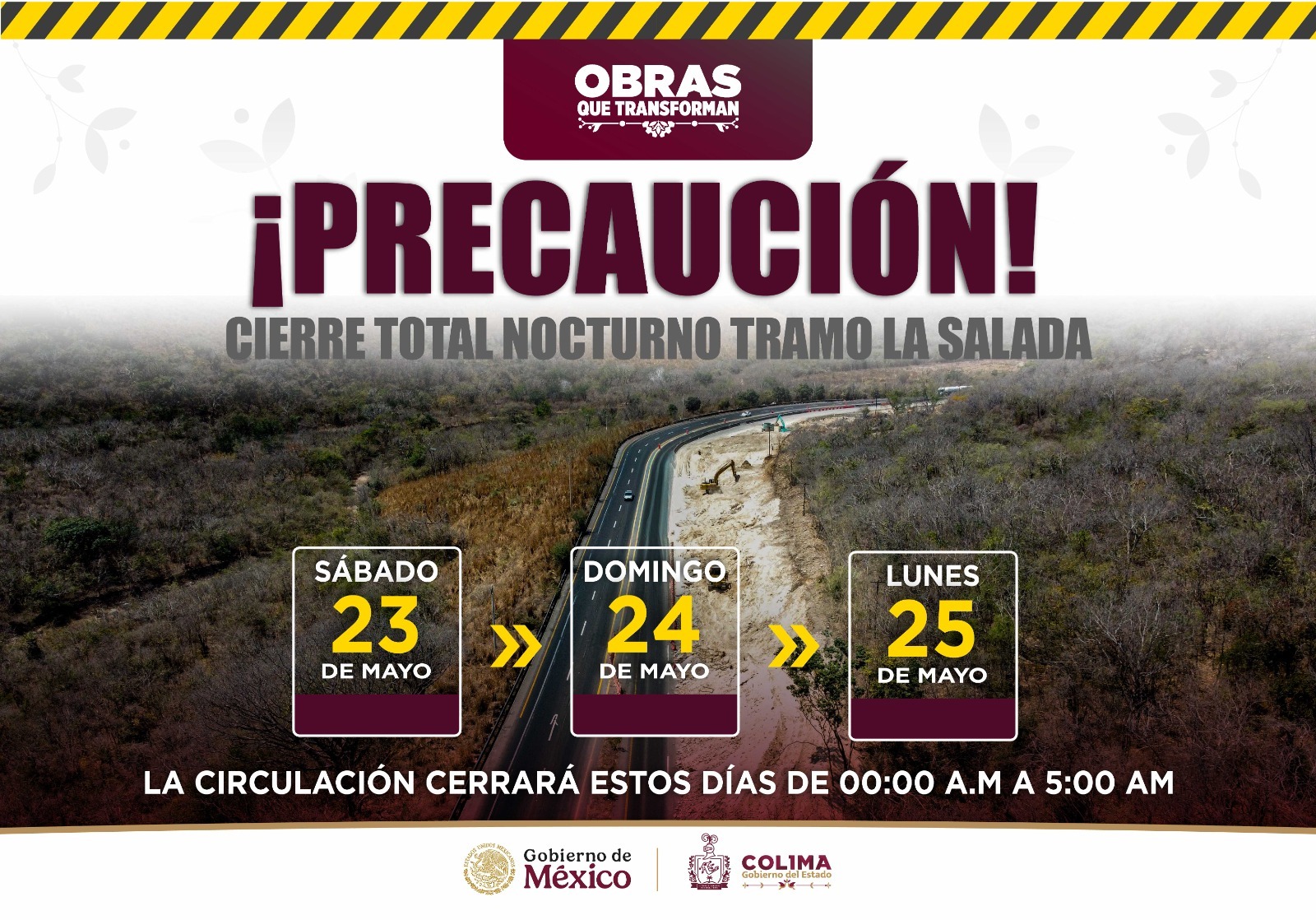 En este momento estás viendo Seidum Colima informa cierre temporal nocturno en el tramo ‘La Salada’ este sábado, domingo y lunes