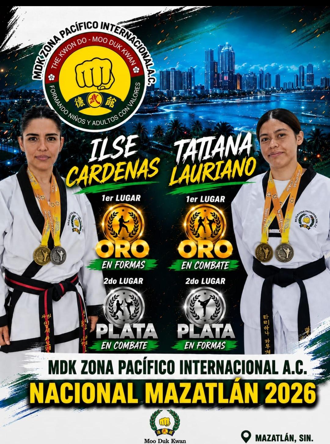 En este momento estás viendo Logran colimenses medallas de oro y plata en campeonato nacional de MDK Mazatlán 2026