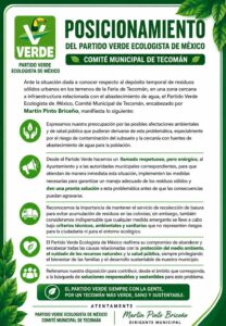 Lee más sobre el artículo Partido Verde fija posición ante depósito temporal de residuos en Tecomán