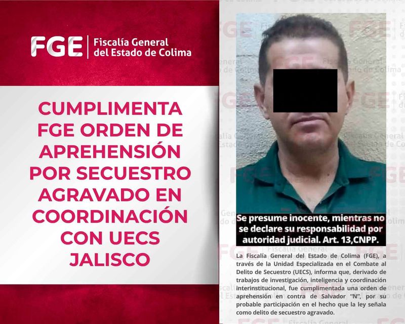 En este momento estás viendo Cumplimenta FGE orden de aprehensión por secuestro agravado en coordinación con UECS Jalisco