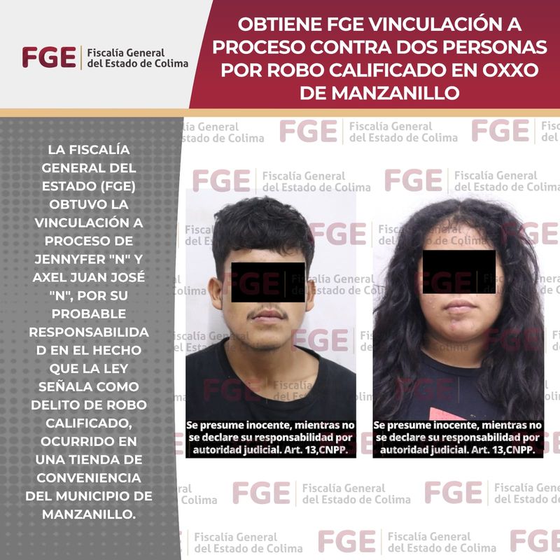 En este momento estás viendo Obtiene FGE vinculación a proceso contra dos personas por robo calificado en Oxxo de Manzanillo