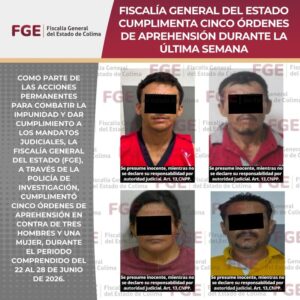 Lee más sobre el artículo Fiscalía General del Estado cumplimenta cinco órdenes de aprehensión durante la última semana